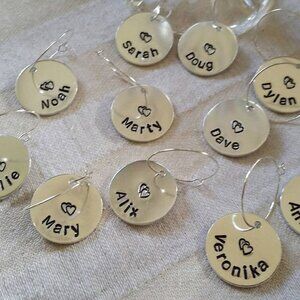 Custom Wine Charms, Dinner Party, Bar, Drinks Quantity 6